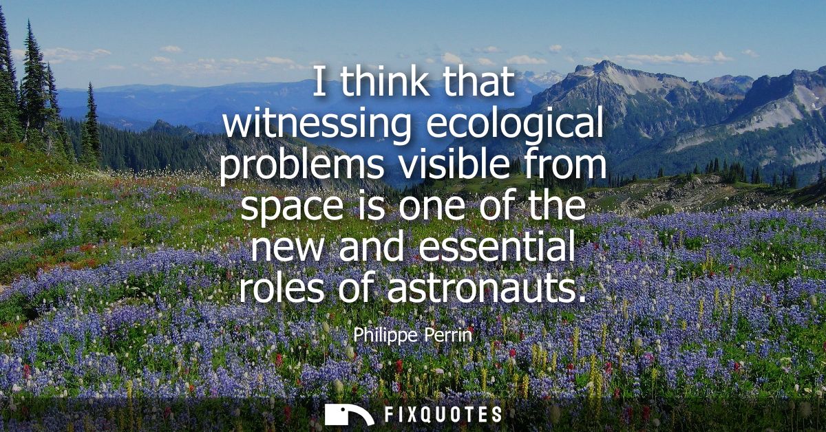 I think that witnessing ecological problems visible from space is one of the new and essential roles of astronauts