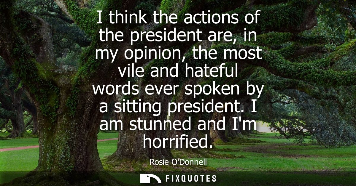 I think the actions of the president are, in my opinion, the most vile and hateful words ever spoken by a sitting presid