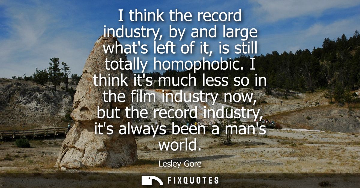 I think the record industry, by and large whats left of it, is still totally homophobic. I think its much less so in the