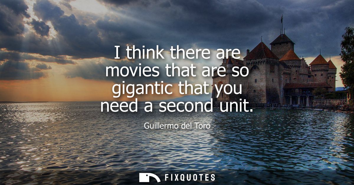 I think there are movies that are so gigantic that you need a second unit