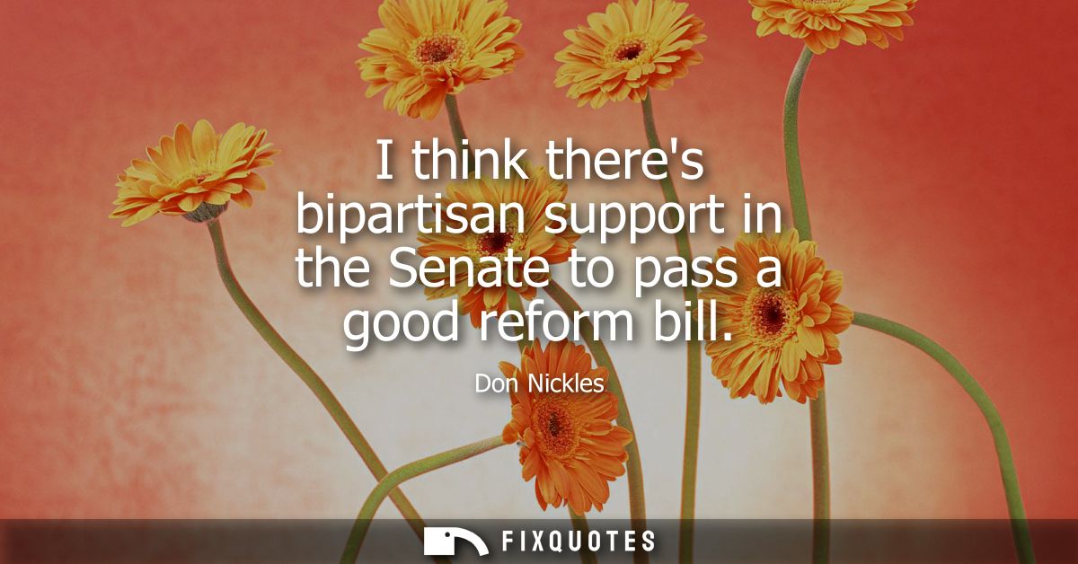 I think theres bipartisan support in the Senate to pass a good reform bill