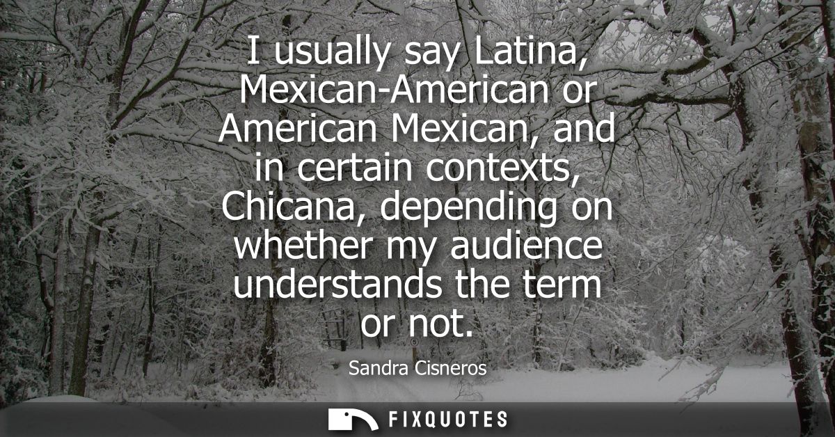 I usually say Latina, Mexican-American or American Mexican, and in certain contexts, Chicana, depending on whether my au