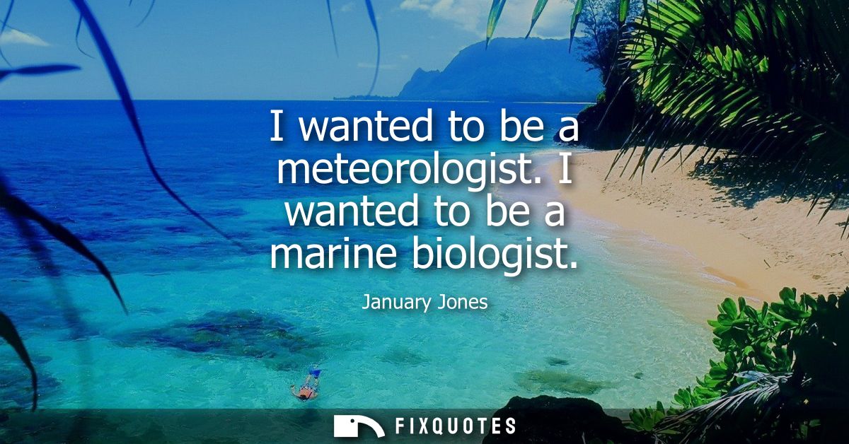 I wanted to be a meteorologist. I wanted to be a marine biologist