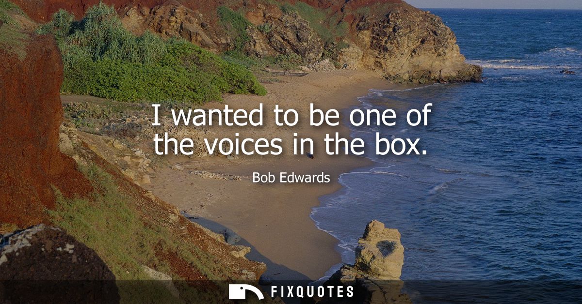 I wanted to be one of the voices in the box