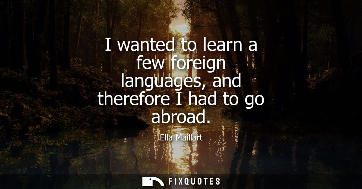I wanted to learn a few foreign languages, and therefore I had to go abroad