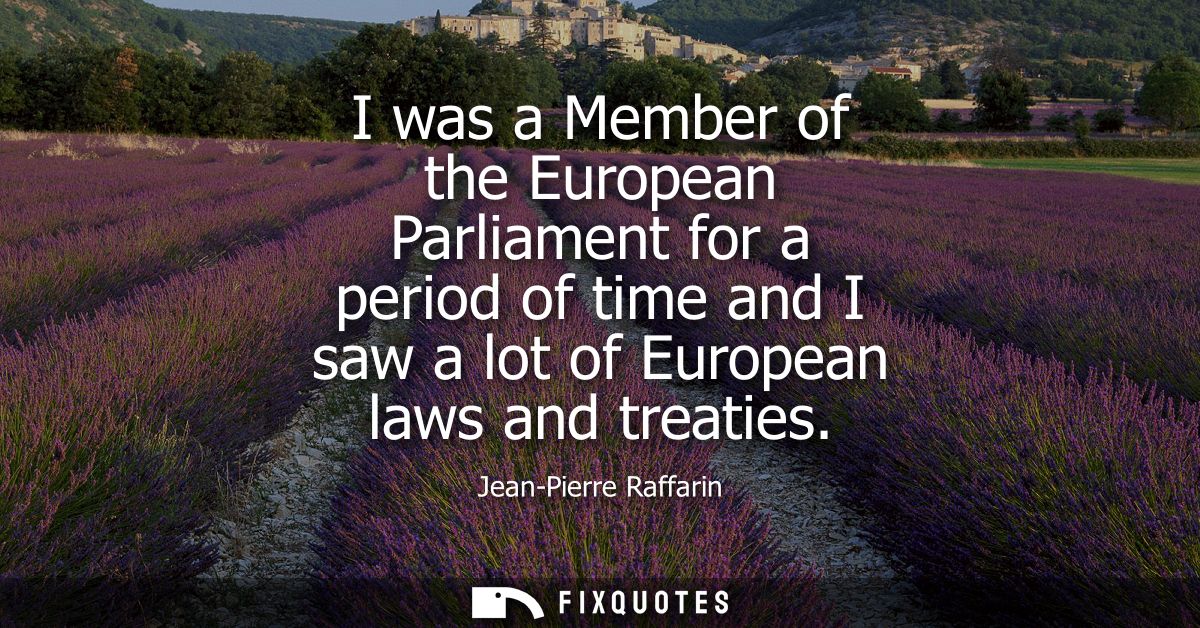 I was a Member of the European Parliament for a period of time and I saw a lot of European laws and treaties