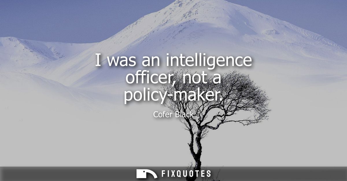 I was an intelligence officer, not a policy-maker
