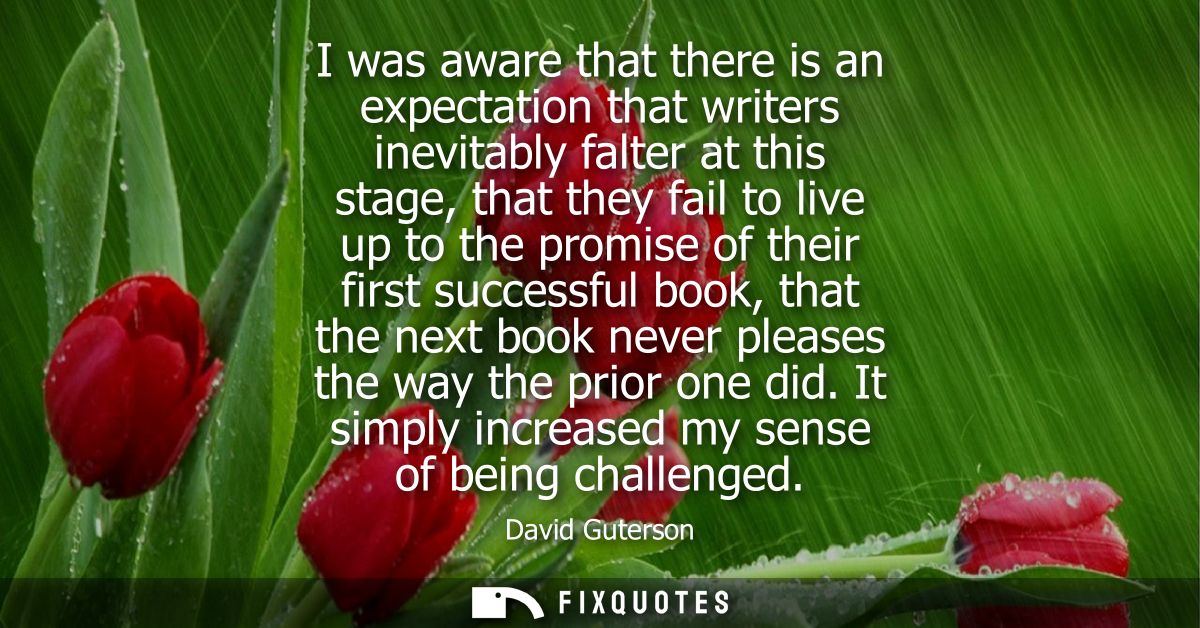 I was aware that there is an expectation that writers inevitably falter at this stage, that they fail to live up to the 