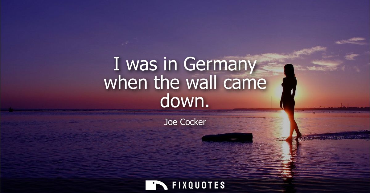 I was in Germany when the wall came down
