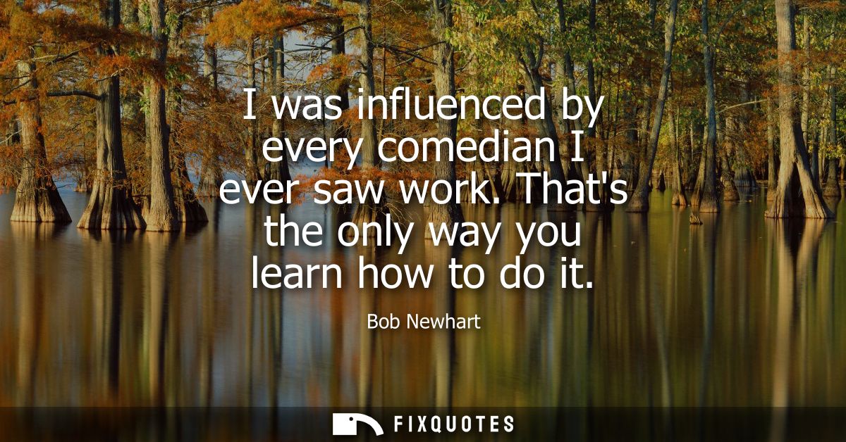 I was influenced by every comedian I ever saw work. Thats the only way you learn how to do it