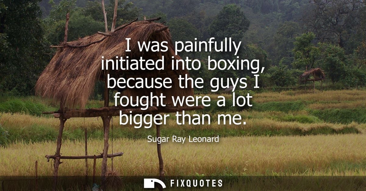 I was painfully initiated into boxing, because the guys I fought were a lot bigger than me