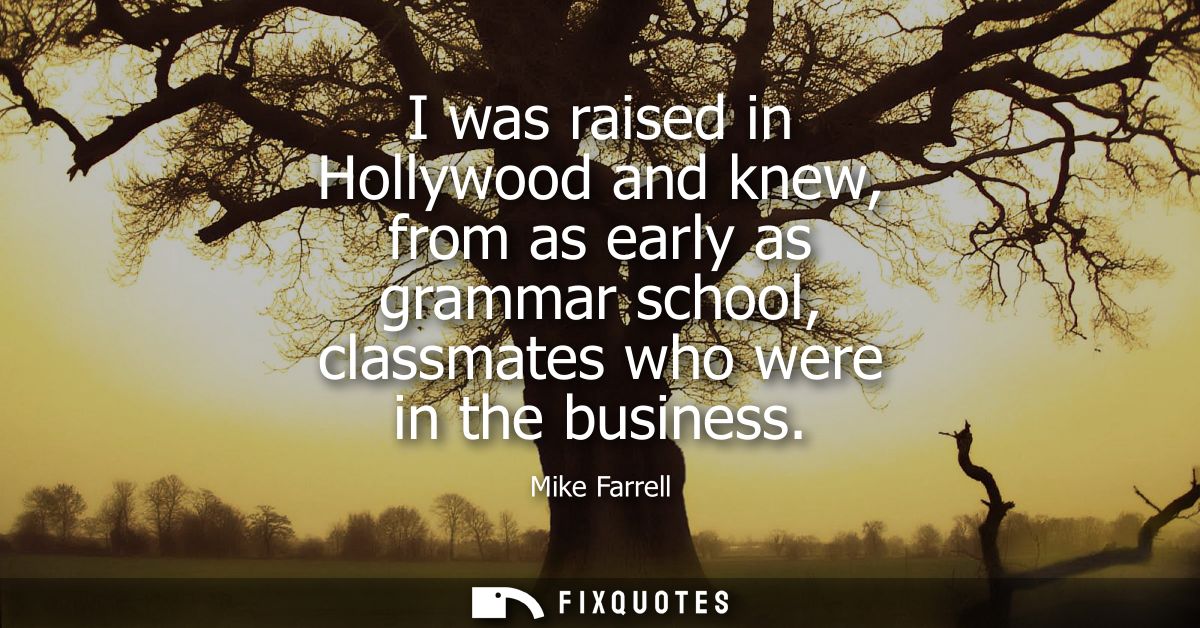 I was raised in Hollywood and knew, from as early as grammar school, classmates who were in the business