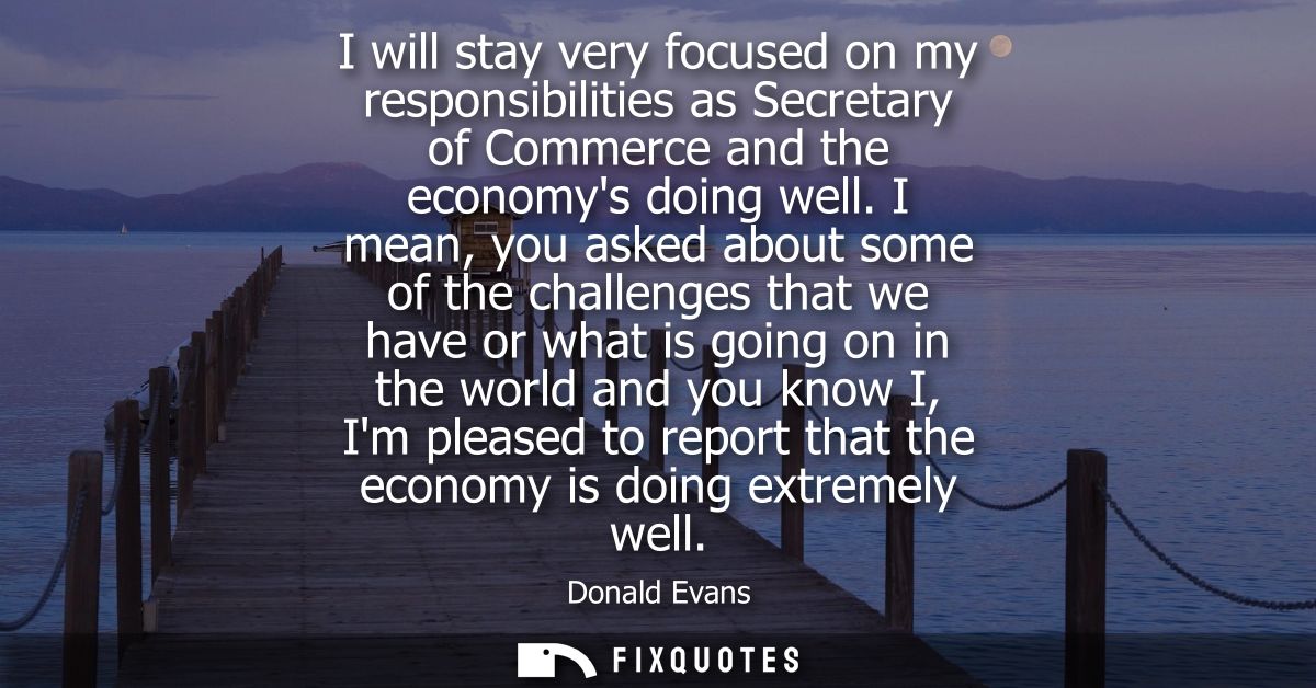 I will stay very focused on my responsibilities as Secretary of Commerce and the economys doing well.