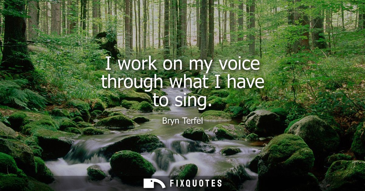 I work on my voice through what I have to sing