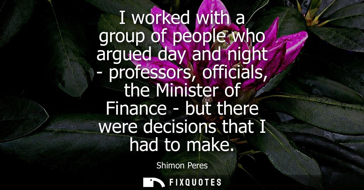 I worked with a group of people who argued day and night - professors, officials, the Minister of Finance - but there we
