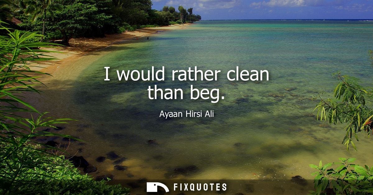 I would rather clean than beg