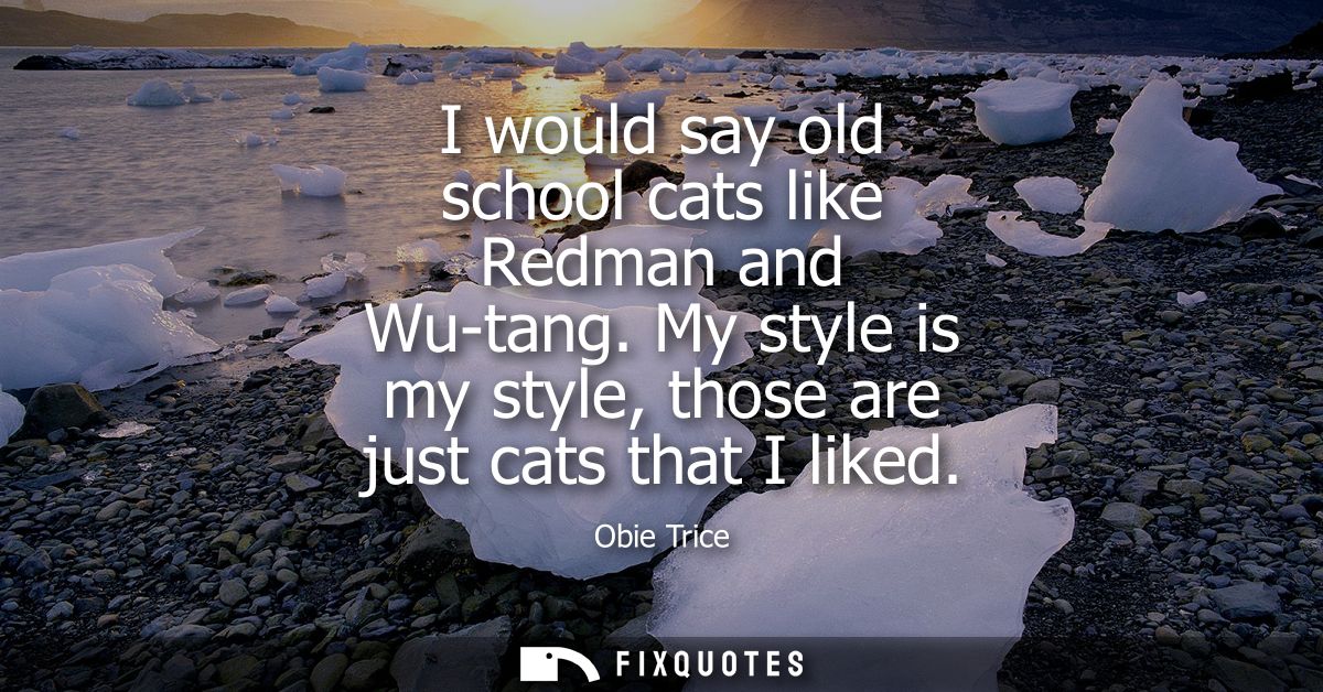 I would say old school cats like Redman and Wu-tang. My style is my style, those are just cats that I liked