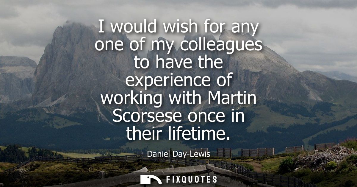 I would wish for any one of my colleagues to have the experience of working with Martin Scorsese once in their lifetime
