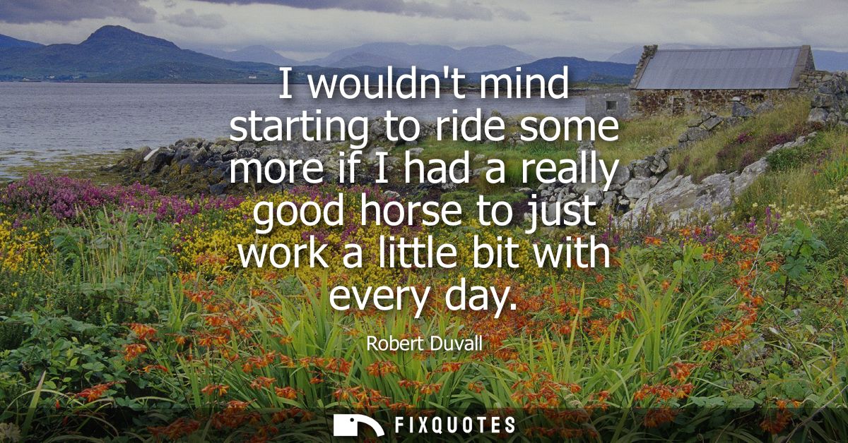 I wouldnt mind starting to ride some more if I had a really good horse to just work a little bit with every day