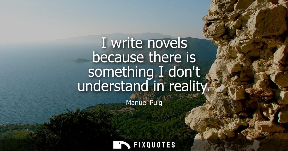 I write novels because there is something I dont understand in reality
