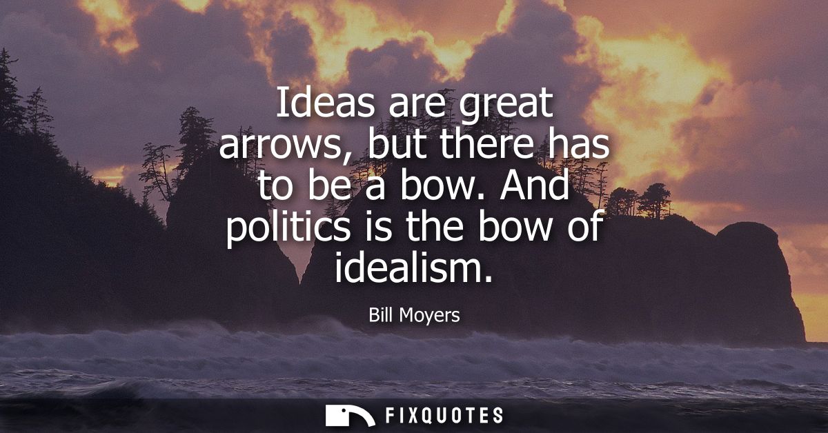 Ideas are great arrows, but there has to be a bow. And politics is the bow of idealism