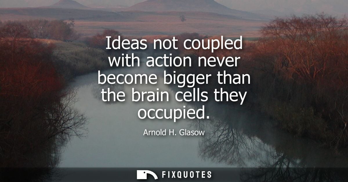 Ideas not coupled with action never become bigger than the brain cells they occupied