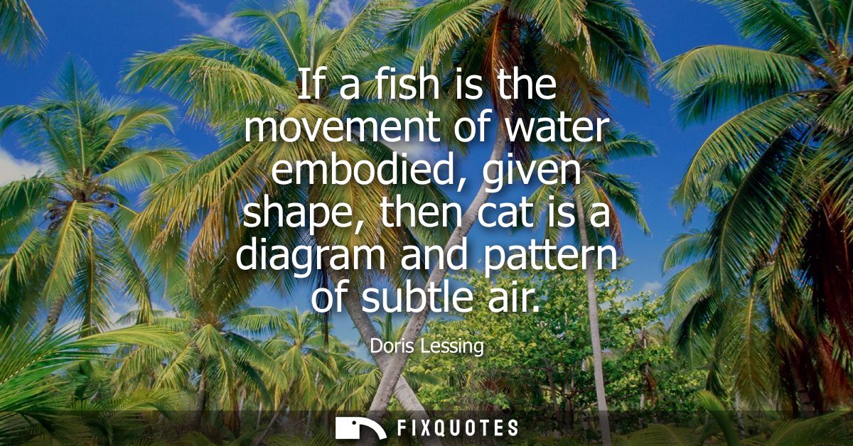 If a fish is the movement of water embodied, given shape, then cat is a diagram and pattern of subtle air