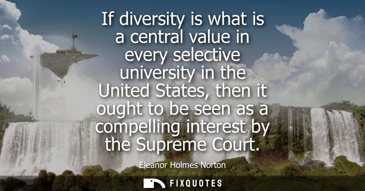 If diversity is what is a central value in every selective university in the United States, then it ought to be seen as 