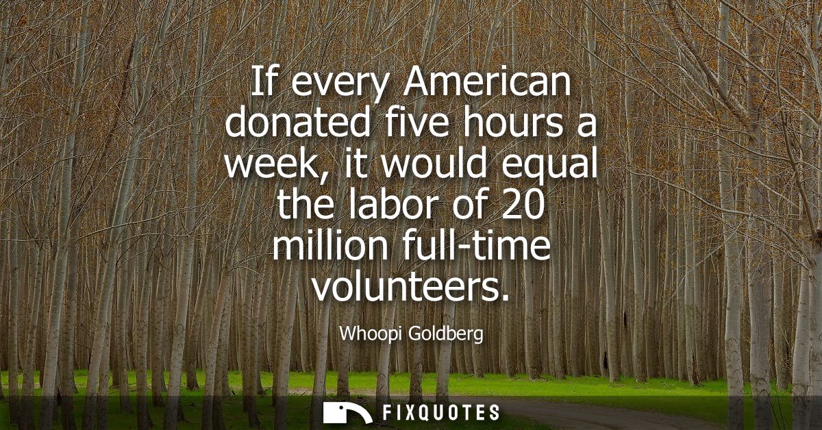 If every American donated five hours a week, it would equal the labor of 20 million full-time volunteers
