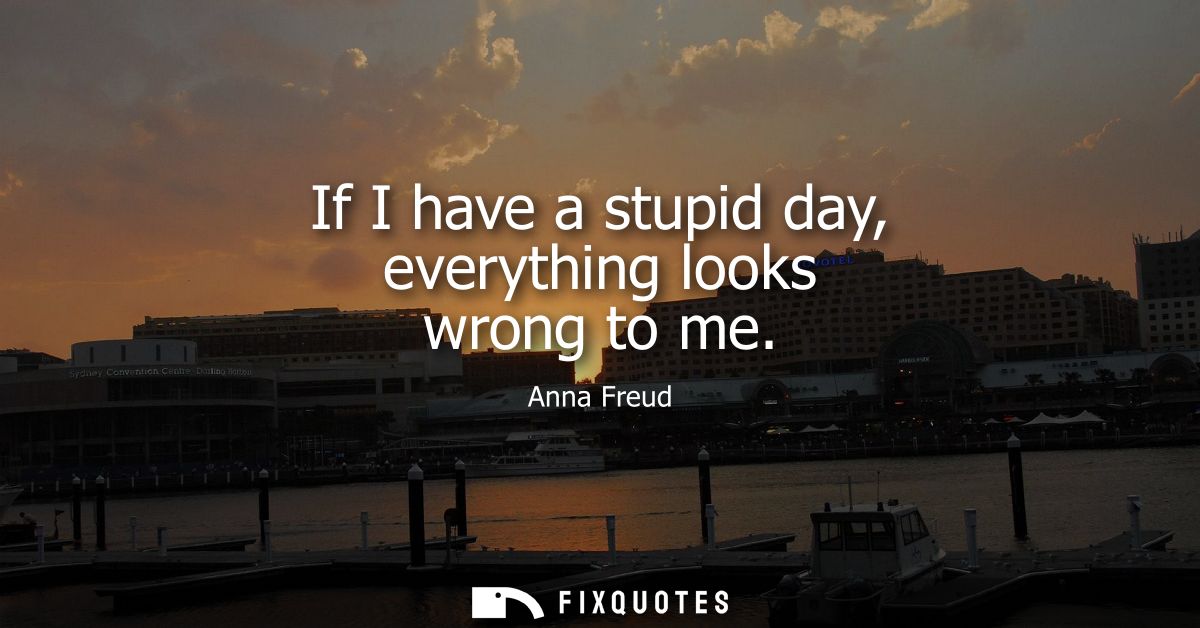 If I have a stupid day, everything looks wrong to me