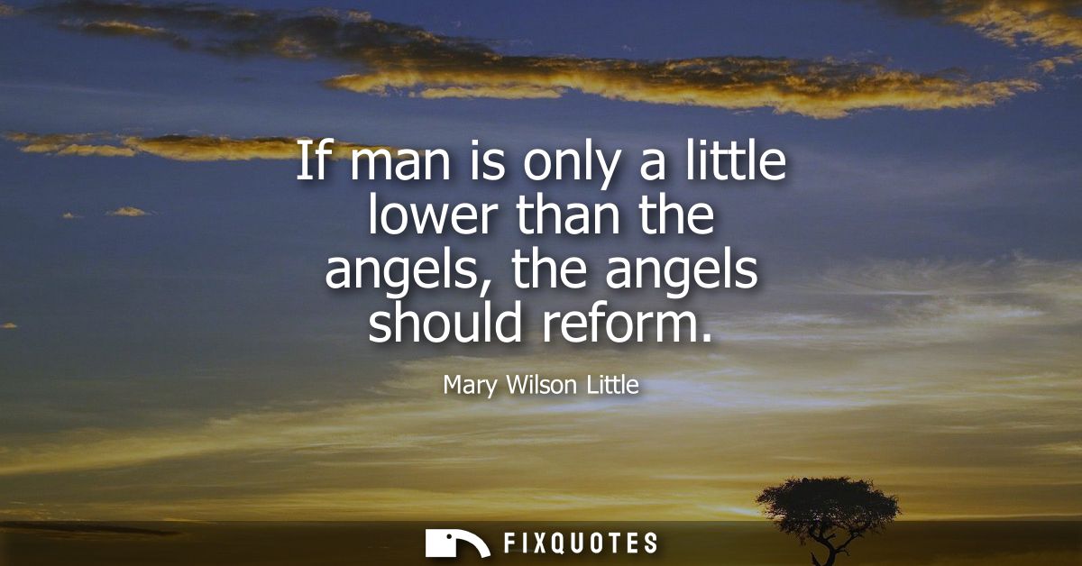 If man is only a little lower than the angels, the angels should reform