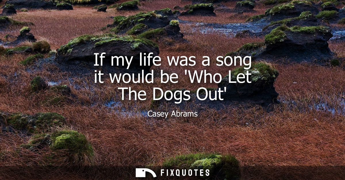 If my life was a song it would be Who Let The Dogs Out