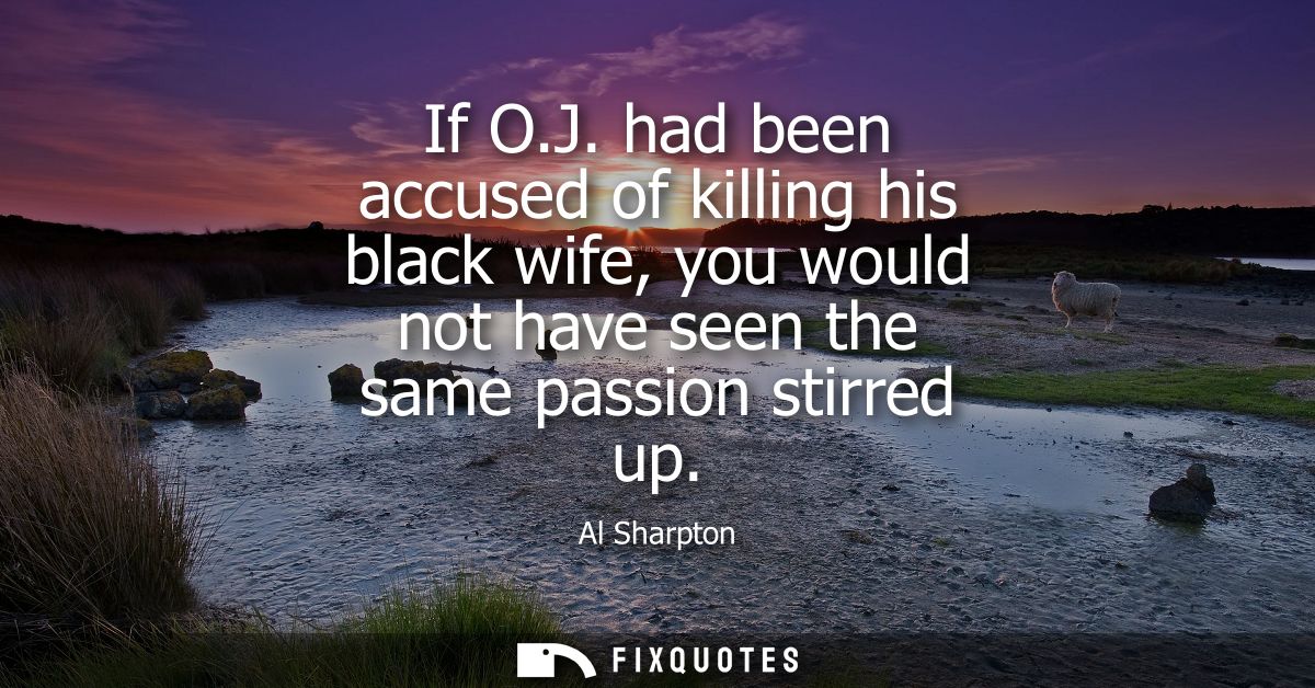 If O.J. had been accused of killing his black wife, you would not have seen the same passion stirred up