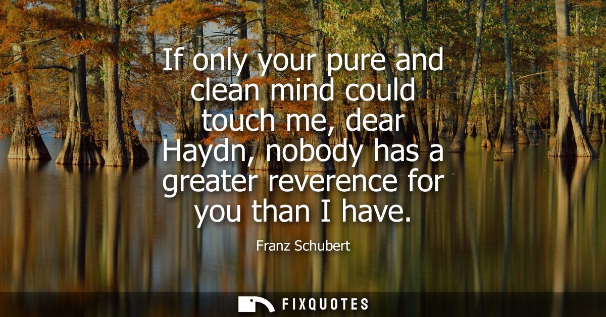 If only your pure and clean mind could touch me, dear Haydn, nobody has a greater reverence for you than I have