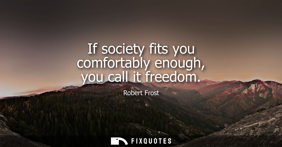If society fits you comfortably enough, you call it freedom