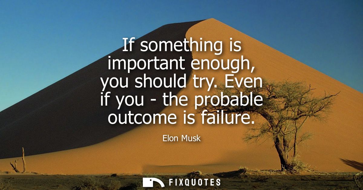 If something is important enough, you should try. Even if you - the probable outcome is failure