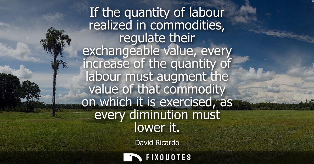 If the quantity of labour realized in commodities, regulate their exchangeable value, every increase of the quantity of 