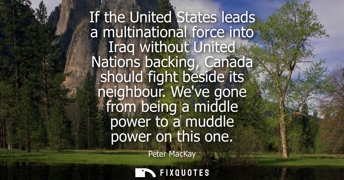 If the United States leads a multinational force into Iraq without United Nations backing, Canada should fight beside it