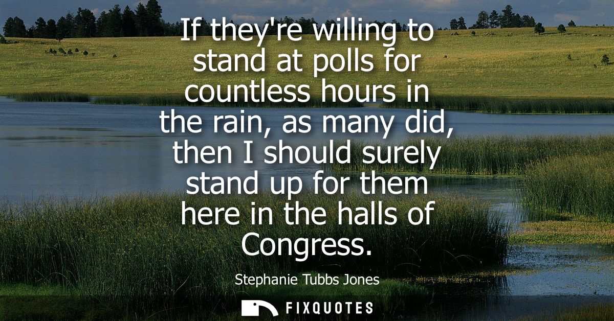 If theyre willing to stand at polls for countless hours in the rain, as many did, then I should surely stand up for them