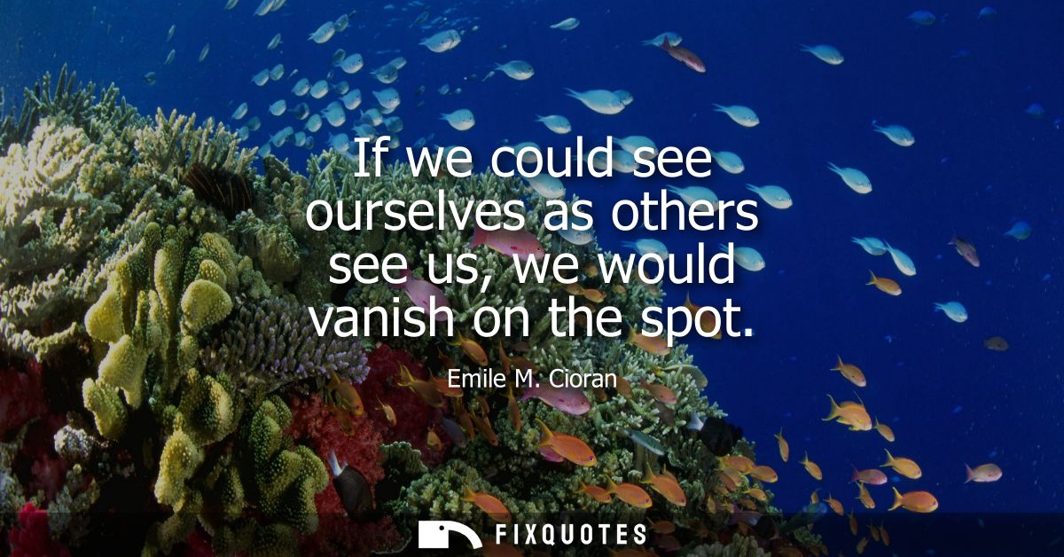 If we could see ourselves as others see us, we would vanish on the spot