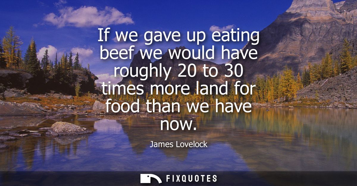 If we gave up eating beef we would have roughly 20 to 30 times more land for food than we have now