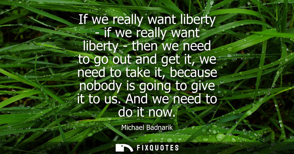 If we really want liberty - if we really want liberty - then we need to go out and get it, we need to take it, because n