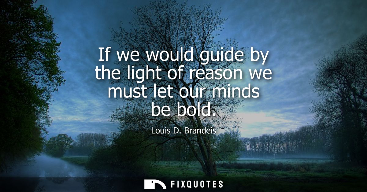 If we would guide by the light of reason we must let our minds be bold
