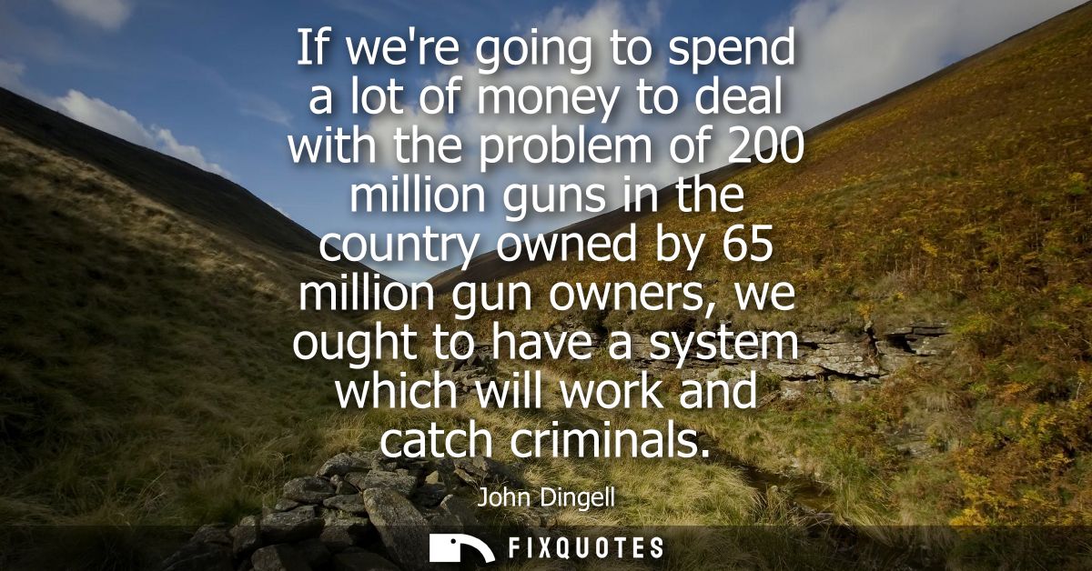 If were going to spend a lot of money to deal with the problem of 200 million guns in the country owned by 65 million gu