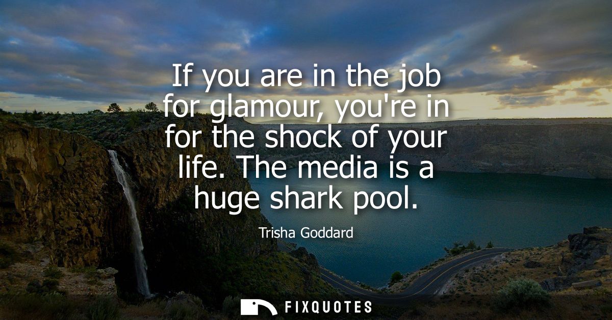If you are in the job for glamour, youre in for the shock of your life. The media is a huge shark pool