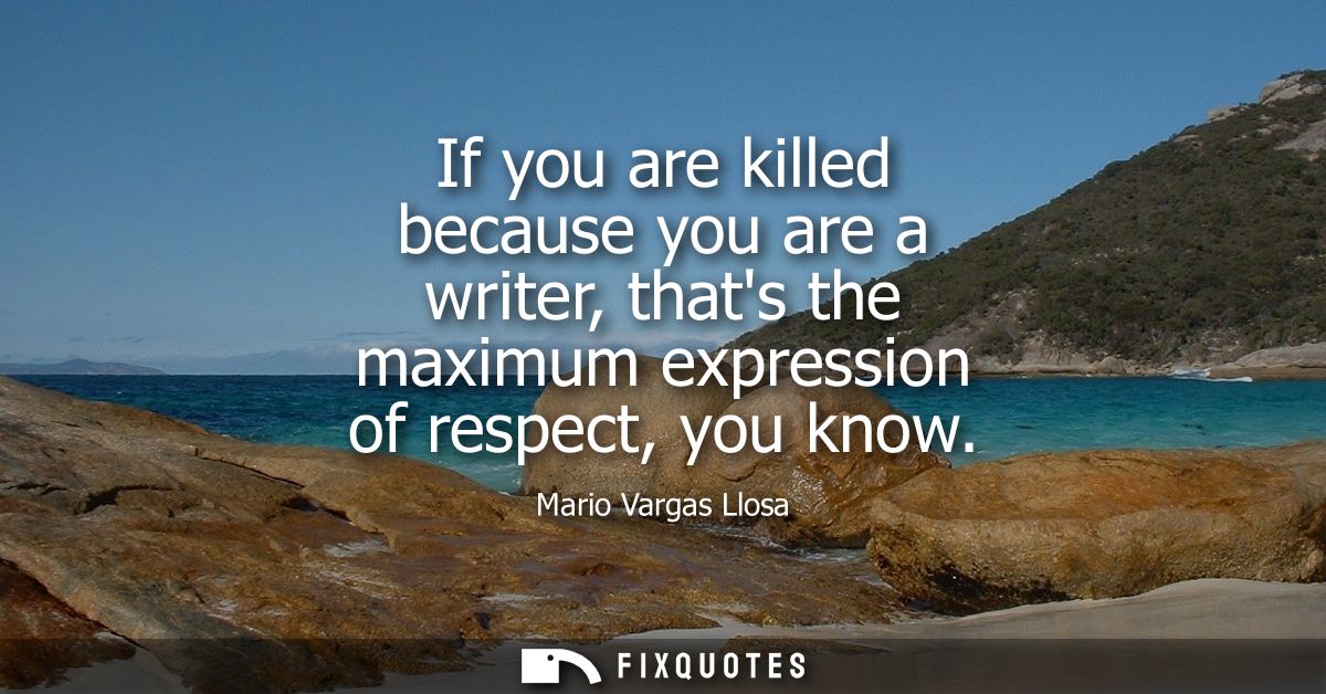 If you are killed because you are a writer, thats the maximum expression of respect, you know