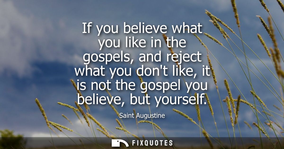 If you believe what you like in the gospels, and reject what you dont like, it is not the gospel you believe, but yourse