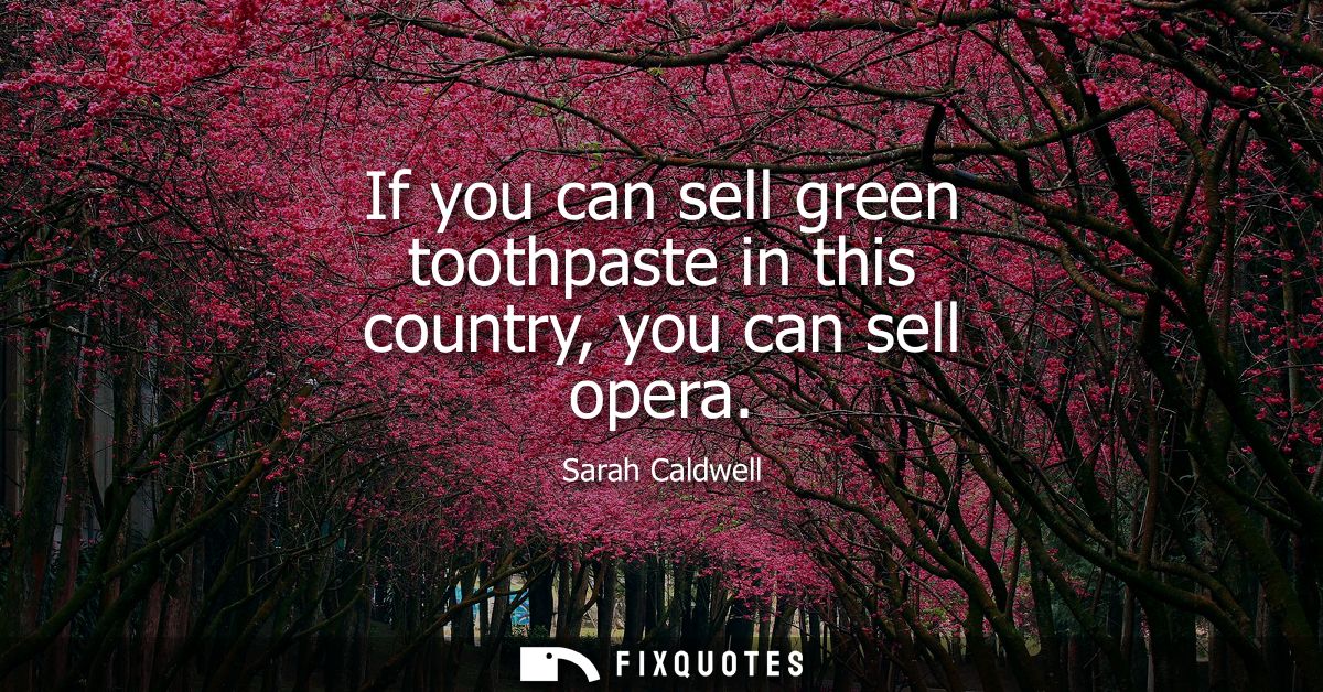 If you can sell green toothpaste in this country, you can sell opera
