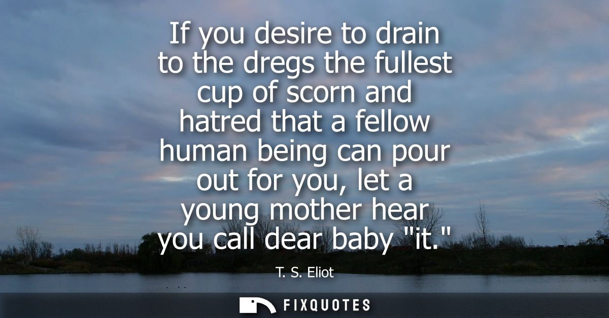 If you desire to drain to the dregs the fullest cup of scorn and hatred that a fellow human being can pour out for you, 