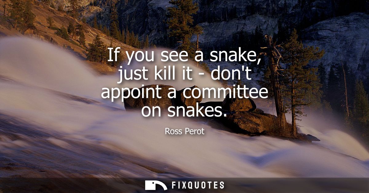 If you see a snake, just kill it - dont appoint a committee on snakes